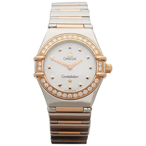 omega women's constellation silver dial watch|Omega Constellation diamond bezel watch.